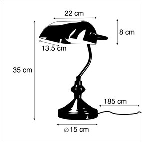 Inteligentna klasyczna lampa stołowa brązowa z zielonym szkłem, w tym Wifi A60 - Banker klasyczny/Antyczny Oswietlenie wewnetrzne