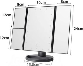 Lusterko PREMIUM Do MAKIJAŻU Kosmetyczne Rozkładane Powiększane ŚWIATŁA LED