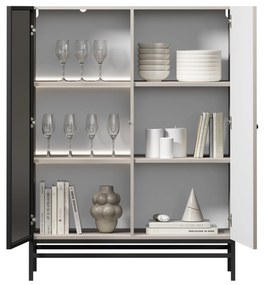 Witryna Lorini do salonu 100 cm - kaszmir / czarny uchwyt / stelaż