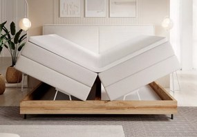 Łóżko kontynentalne Nebia z drewnianą wstawką i materacem kieszeniowym 7-strefowym
