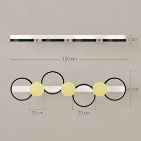 HOMCOM Lampa sufitowa LED 38W 1500LM 3000K-6500K lampa do salonu z 4 żarówkami pilot Czarny+Złoty