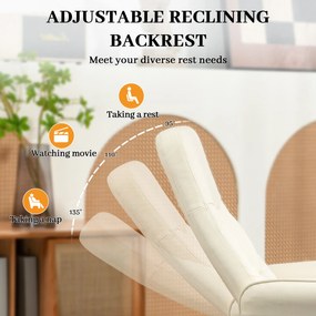 HOMCOM Fotel Masujący z Podnóżkiem, Ergonomiczny Fotel z 10 Punktami Wibracyjnymi, Skóra Ekologiczna, 76 x 81 x 105 cm, Kremowy