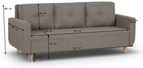 Kanapa sofa 3 os z funkcją spania DORO Brązowy