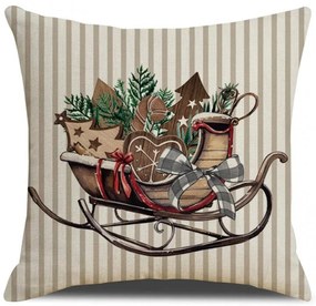 Świąteczna poszewka na poduszkę SLEIGH 45x45 cm, beżowa