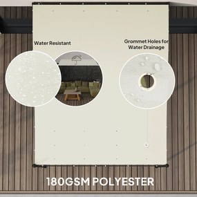 Outsunny Pergola 2,5 x 3 m, Pawilon Ogrodowy Montowany na Ścianie, Odporny na Wodę, Metalowy Stelaż, Otwory Odpływowe, Zadaszenie Przeciwcieniowe, Kremowy