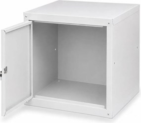 Szafka ubraniowa z schowkami zamykanymi 450 x 450 x 450 mm, zamek cylindryczny, szare drzwi