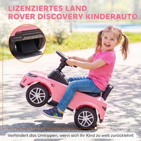 AIYAPLAY LAND ROVER DISCOVERY jeździk, jeździk z klaksonem i odgłosami silnika, schowek pod siedzeniem, 18-36 miesięcy, różowy | Aosom PL