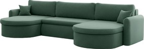 Uniwersalny narożnik Verona U z funkcją spania, do salonu, zielony