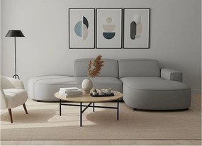 Narożnik modułowy CURSAL G prawostronny 271×166×73 cm – szary Raven 7, zaokrąglone leżanki, wolnostojący