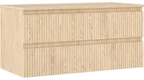 Mexen Rivel szafka łazienkowa podumywalkowa 100 cm z blatem, 2 szuflady, ryflowana , dąb - 91A20-10047-2-BFFC81