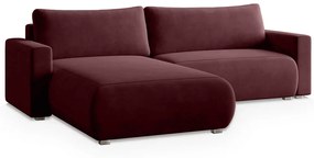 Bordowa rozkładana narożna sofa MONORA, dwustronna