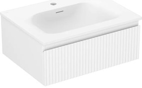 Mexen Rivel szafka łazienkowa 60 cm z umywalką Vela, 1 szuflada, ryflowana , biała mat - 91A20-06023-1-BF01-W23M01