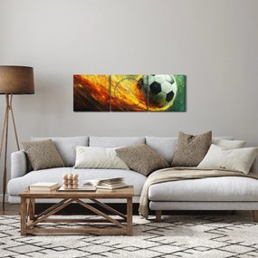 Obraz - Piłka nożna w locie (z zegarem) (90x30 cm)