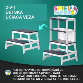 Spielwerk Wieża edukacyjna PLAY z drewna sosnowego, 93x56x49, biała/antracyt