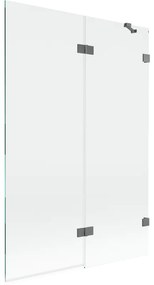 Mexen Lunar parawan nawannowy 2-skrzydłowy prawy 120 x 150 cm, transparent, gun metal - 897-120-100-95-00-P