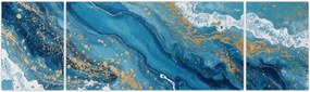 Obraz - Jasnoniebieski marmur ze złotem II. (170x50 cm)