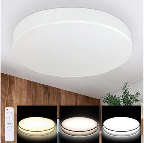 NETTLIFE Lampa sufitowa LED 38CM Ściemniana z pilotem Nowoczesna okrągła biała lampa sufitowa z tkaniny do salonu, sypialni, korytarza