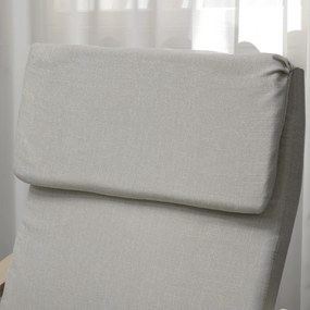 HOMCOM Fotel klubowy z podnóżkiem, pokrowiec imitujący len, drewniana rama, do 120 kg, Jasnoszary/Natura