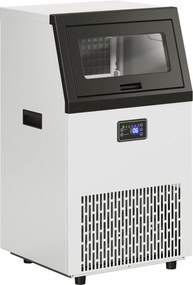 HOMCOM Komercyjna maszyna do lodu, 55 kg/24 h stal nierdzewna, wolnostojąca lub do zabudowy z 13 kg pojemnikiem | Aosom PL