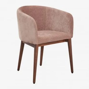 Krzesło Do Jadalni Bunia Tapicerowane Z Podłokietnikami Madera Oscura | Dark Brown Wood & Tkaniny Szenil Rosa Palote | Daydream Pink - Sklum