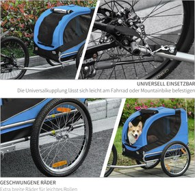 PawHut przyczepka rowerowa dla psa jazda rowerem z psem przyczepa kolor niebieski + czarny