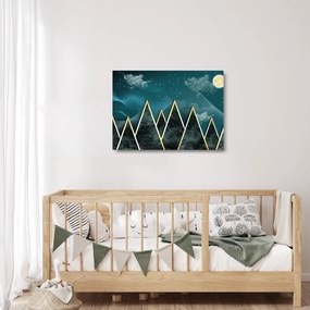 Obraz na szkle - Księżyc w pełni nad złotymi górami (70x50 cm)