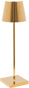 Lampa stołowa LED Poldina Pro Glossy Gold, ładowalna i ściemnialna, z czasem pracy na baterii do 12 godzin.