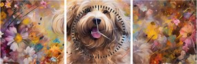 Obraz - Happy Dog II. (z zegarem) (90x30 cm)