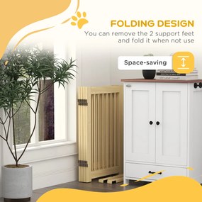 PawHut Wolnostojąca bramka dla psów 4 panele elastyczna drewniana 204x36x75 cm naturalny kolor | Aosom PL