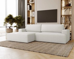 Emporius Boston narożnik rozkładany do salonu - sofa z funkcją spania, mały narożnik, pojemnik na pościel, lewostronny - narożnik kremowy (Memphis 1)