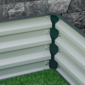 Outsunny Ogród Podwyższone Łóżko Ogrodowe z Stalową Obudową Zielone 120x120x30cm Idealne dla Roślin | Aosom PL