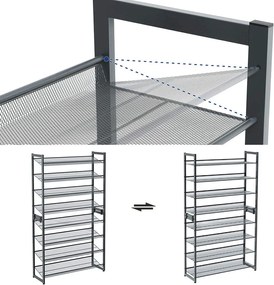 Wysoki regał metalowy na obuwie Belfort 8 półek