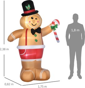 Outsunny Nadmuchiwane weihnachtsfiguren Nadmuchiwany ludzik piernikowy, 2 m, z dmuchawą, Wielokolorowy