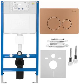 Stelaż zestaw podtynkowy K011A-Q do mis WC z przyciskiem I Miedź Szczotkowana