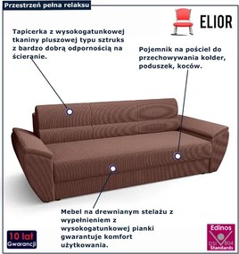 Łososiowa sofa rozkładana z pojemnikiem E9-P06
