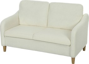 HOMCOM Dwuosobowa sofa mała sofa w stylu Sherpa-fleece 137 cm do salonu kremowa | Aosom PL