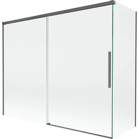 Mexen Rox parawan nawannowy 2-skrzydłowy rozsuwany 190 + 90 x 150 cm, transparent, gun gray szczotkowany - 8C9-190-090-66-00