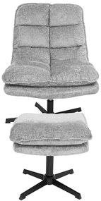 Relaksacyjny obrotowy fotel KATANIA z podnóżkiem, jasnoszary