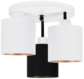 Lampa sufitowa biała trzypunktowa z czarno-białymi abażurami C-3030WE-