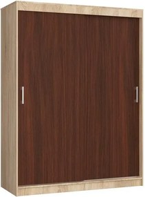 Szafa przesuwna z półkami i drążkiem dąb sonoma + wenge B3-R46