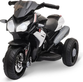 HOMCOM Elektryczny motocykl dla dzieci, światła i dźwięki, 3 km/h, ładowalny, tworzywo sztuczne i metal, Czarny/Biały