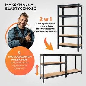 Regał o dużej nośności HEAVY, maks. 875kg, 90x40x180cm, czarny Jurhan