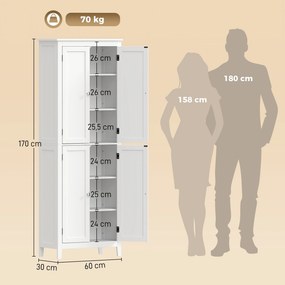 HOMCOM Szafka łazienkowa 170 cm wysoka, wąska wolnostojąca szafka z regulowanymi półkami, do pralni | Aosom PL