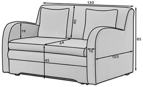 Szara 2-osobowa sofa ARIO, rozkładana
