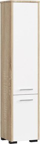 Słupek łazienkowy AKORD FIN Dąb Sonoma 30 cm 2 drzwi kolor Biały mat 5 półek 30x30x140 cm
