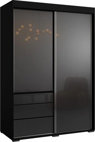 Szafa przesuwna z szufladami Torino 2D 140 Czarna (lacobel)