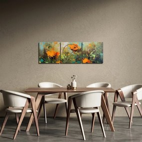 Obraz - Kwiaty (z zegarem) (90x30 cm)