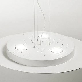 Okrągła lampa wisząca LED Luna z białego metalu, 72,5 x 60 cm, 10 żarówek GX53, maks. 10 x 8 W, podwójna emisja, IP20, żarówki nie są dołączone