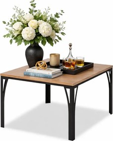 Nowoczesny stolik kawowy z metalowym stelażem czarny + dąb lancelot F5-Z92