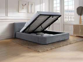 Łóżko ze skrzynią  140 x 190 cm - Tkanina - Szary + Materac - JUDALO od Maison Céphy